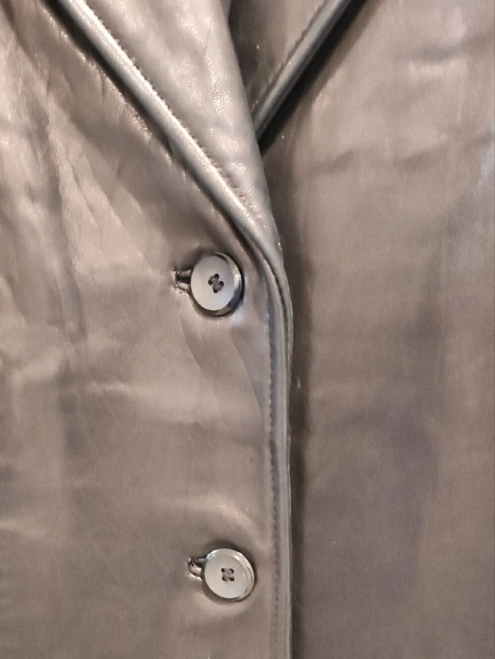 Women's Black Leather Button-Front Jacket Size 14